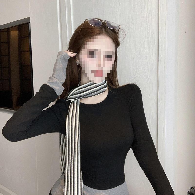 

Striped Cowl Neck Long Sleeve Women s Slim Fit Layered Top for Early Autumn L