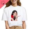 Korea Famous Star Jang Wonyoung Portrait Fans Shirt Trendy Casual Popular Fashion Pure Cotton Short Sleeve Camisa Y2k Clothes