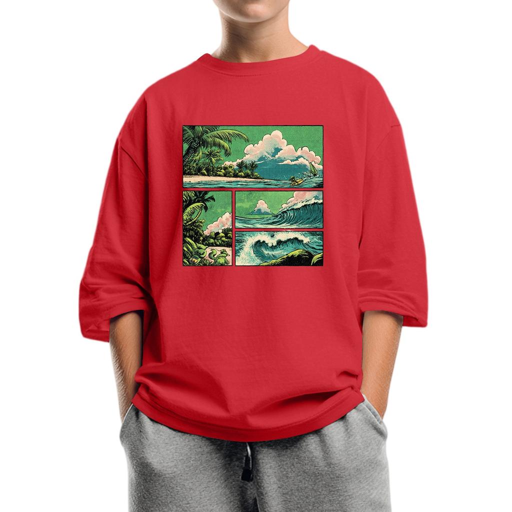 Children's Fashion Printed Round Neck Seven Sleeve Top Casual T-Shirt