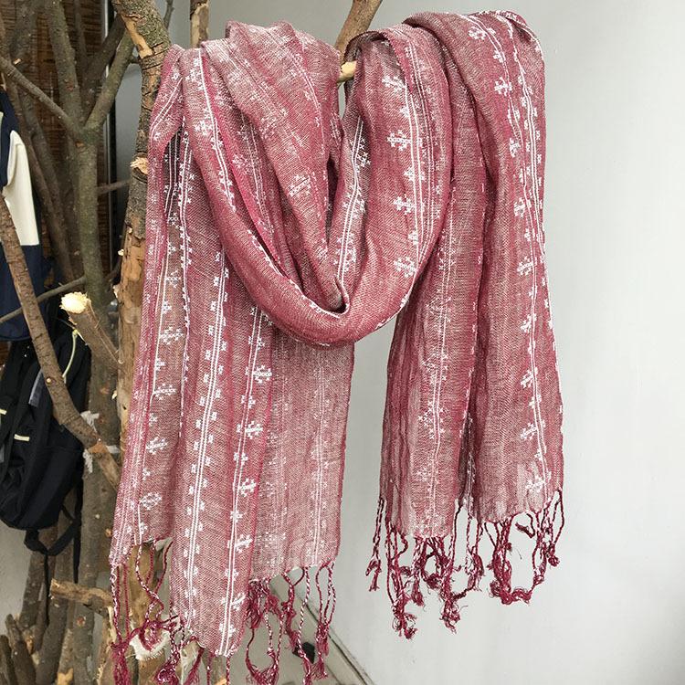 Japan And Korea Pure Linen Printed Scarf, Thin Linen Cotton Silk Scarf