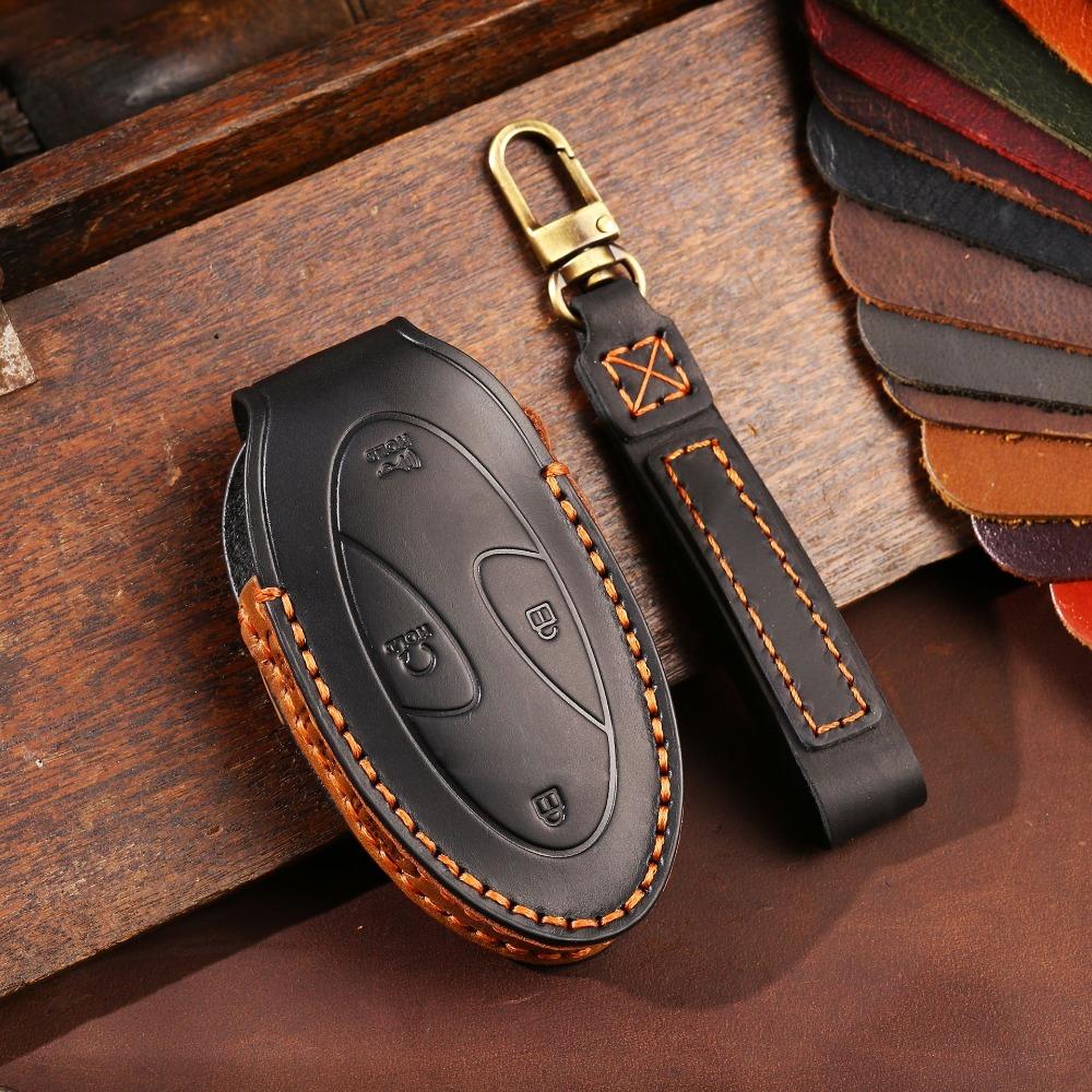 Handmade Genuine Leather Car Key Cover for Hyundai Korea Models Premium Protection Case