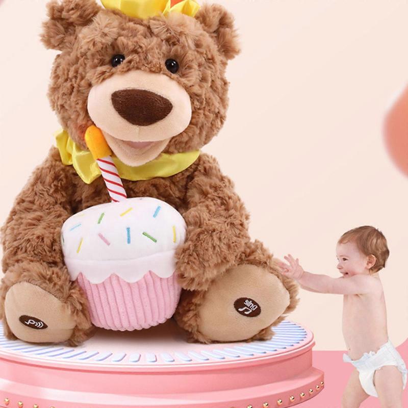 Singing Bear Plush Toy, Cute Stuffed Animal for Baby, Kids, Birthday Gift