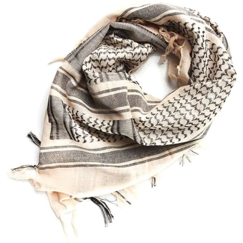 Afghan Stole, Shemagh, Neck Scarf, Face Mask, Airsoft Gear, 100% Cotton (Antique White)