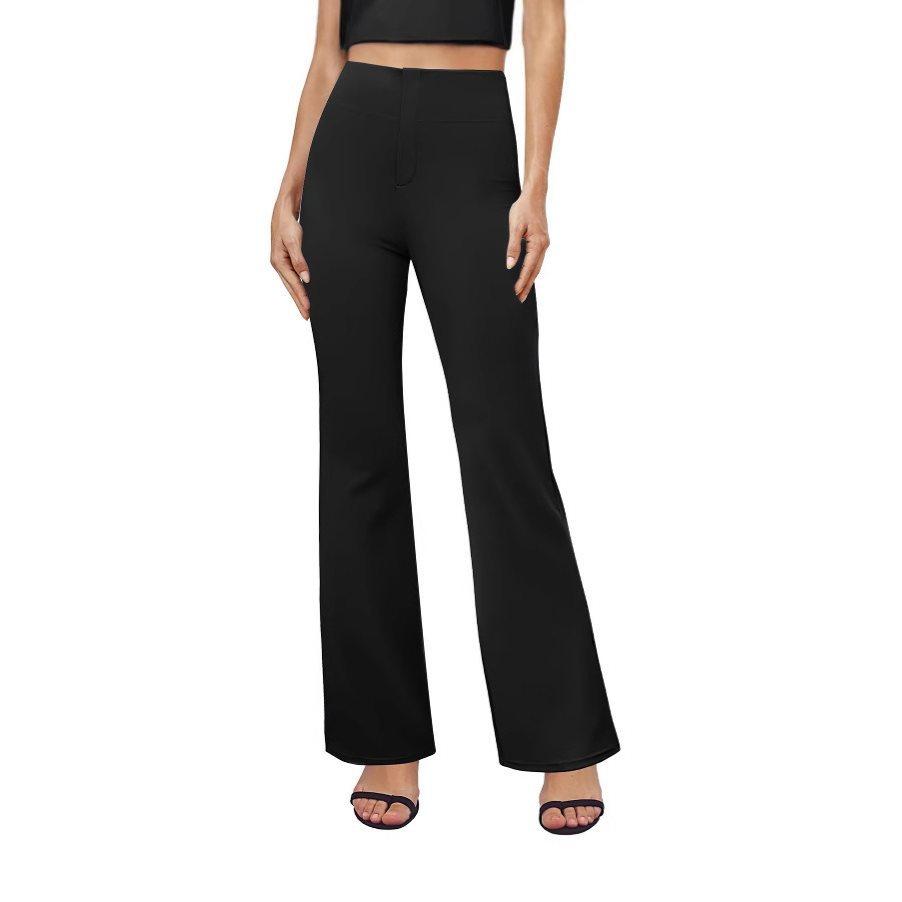 Women's High Waist Flare Pants Solid Color Casual Bootcut Trousers with Stretch