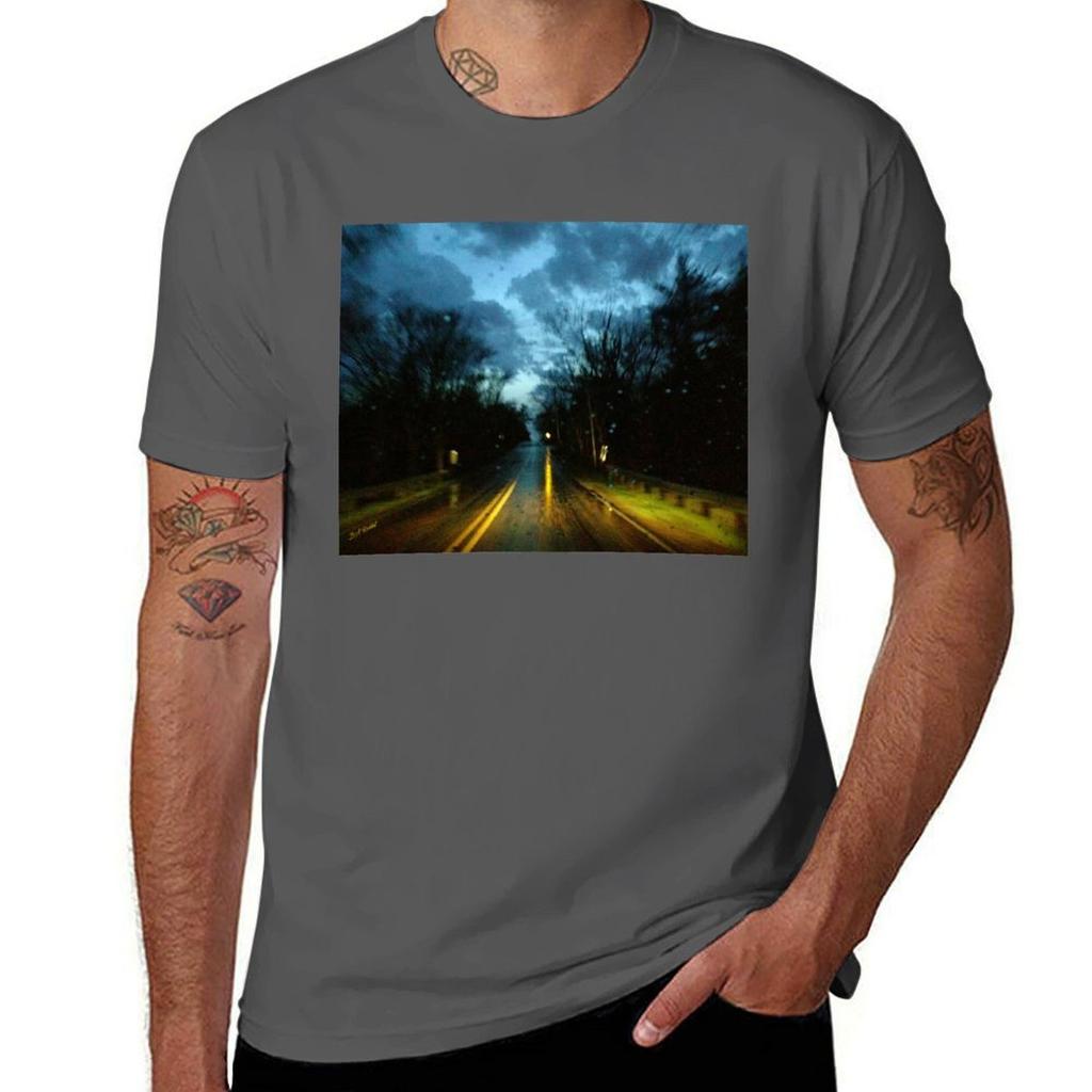 Dark Rainy Road Tshirt T Shirt Unisex 100 Cotton Luxury Brand Tshirt