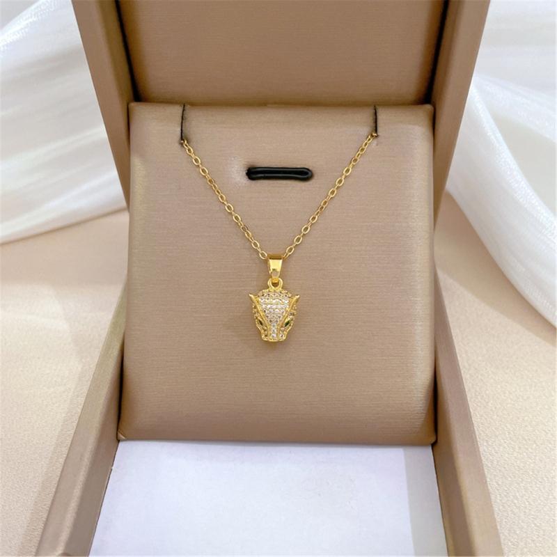 Practical Sturdy Steel Necklace And Earring Set Featuring Zircon Leopard Designs Fashion Accessory Party Supplies