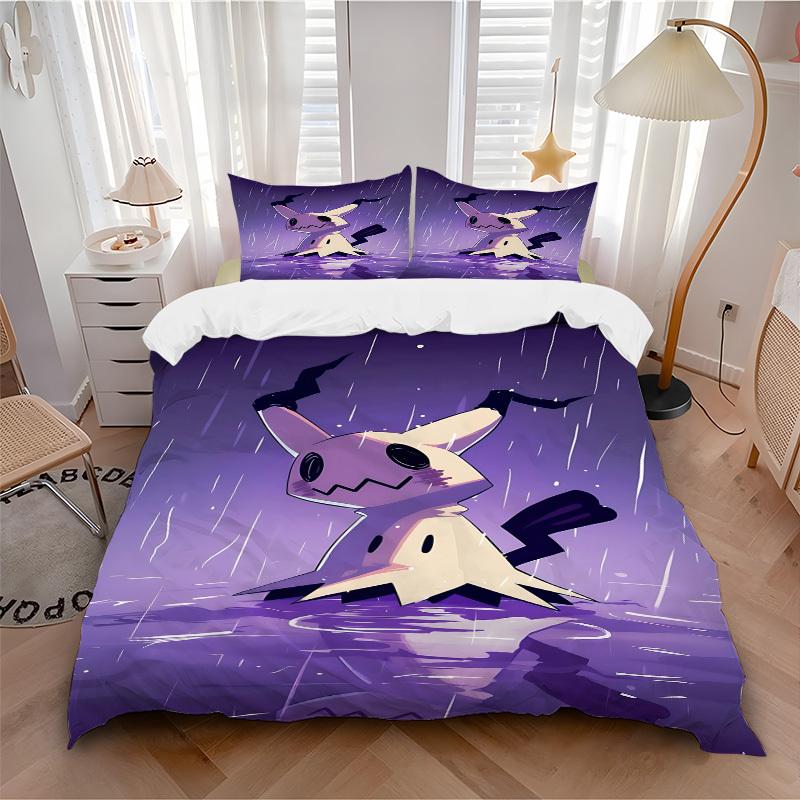 

3pc Pikachu Pokémon Bedding Set Guest Room Bedroom Decor Christmas Halloween Decor Birthday and Holiday Gifts- All Seasons 3pcs Quilt 085 135x200cm
