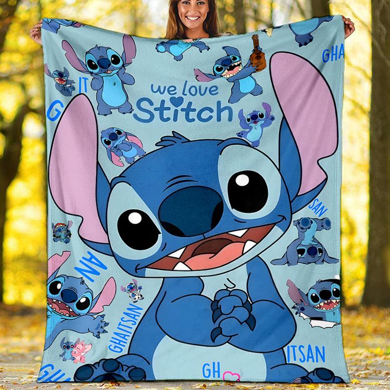 1pc S-Stitch2 Theme Blanket - Digital Print, Polyester, Cozy for All Seasons, Perfect for Outdoor, and Travel