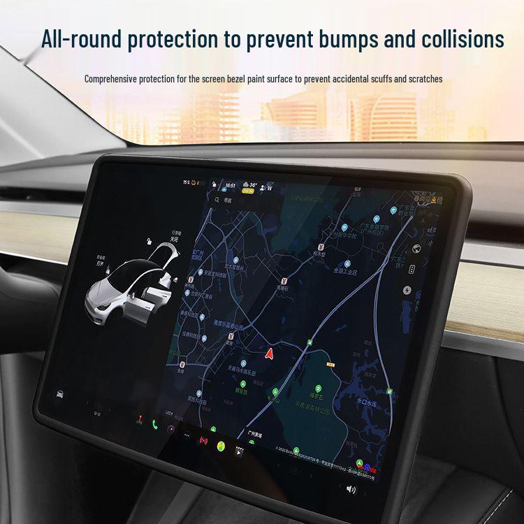 Silicone Protective Cover for Tesla Model 3/Y Navigation Screen, Anti-Slip
