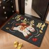 New Year Red Cartoon Festive Crystal Velvet Non-slip Entrance Floor Mat - Quick Drying, Wear-resistant, Water-absorbing Foot Pad.