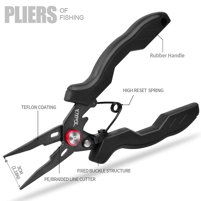 Stainless Steel Luya Pliers Multi-Functional Fish Control Device Anti-Rust Teflon Coating Small Mouth Fishing Pliers Cutting Lin
