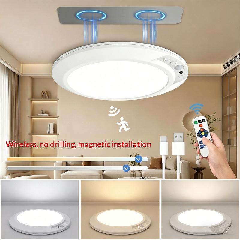 USB Type-C Motion Sensor Ceiling Light with Magnetic Mount Wireless for Bedroom Hallway Closet