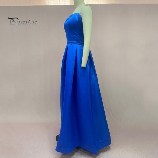 Dame Kveldskjole Bandeau Off Shoulder Ryggløs Ermeløs Høy Splitt A-linje Stor Sving Plissert Glidelåslukking Bak Ytelse Bryllup Maxikjole