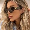Fashion Retro New Square V-shaped Mirror Leg Design Sunglasses UV Resistant Personality Trendy Street Photo Sun Glasses