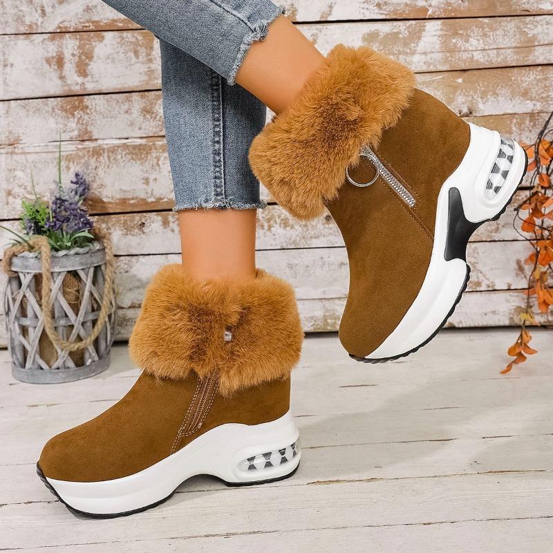 Women's Platform Snow Boots, Wedge Heel Plush Lined Booties, Comfortable Winter Ankle Boots Wholesale