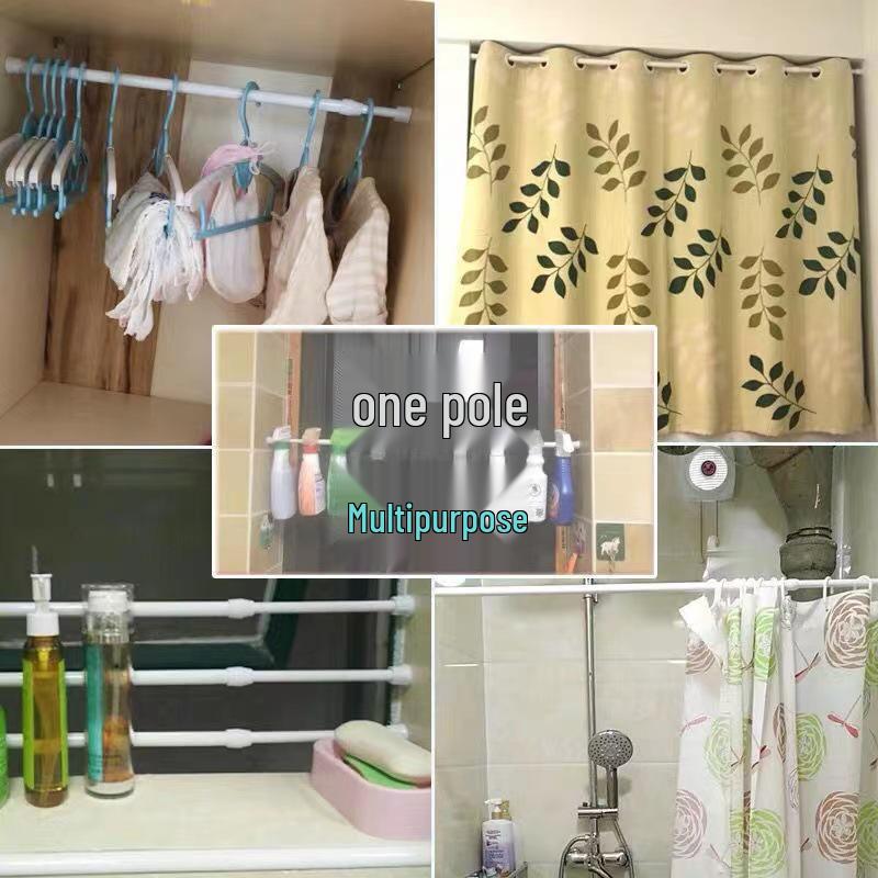 Mehrzweck Teleskopstange ohne Bohren: Geeignet für Jalousien, Raffrollos, Duschvorhänge, Gardinen, Türvorhänge und japanisches Wäschetrocknen.