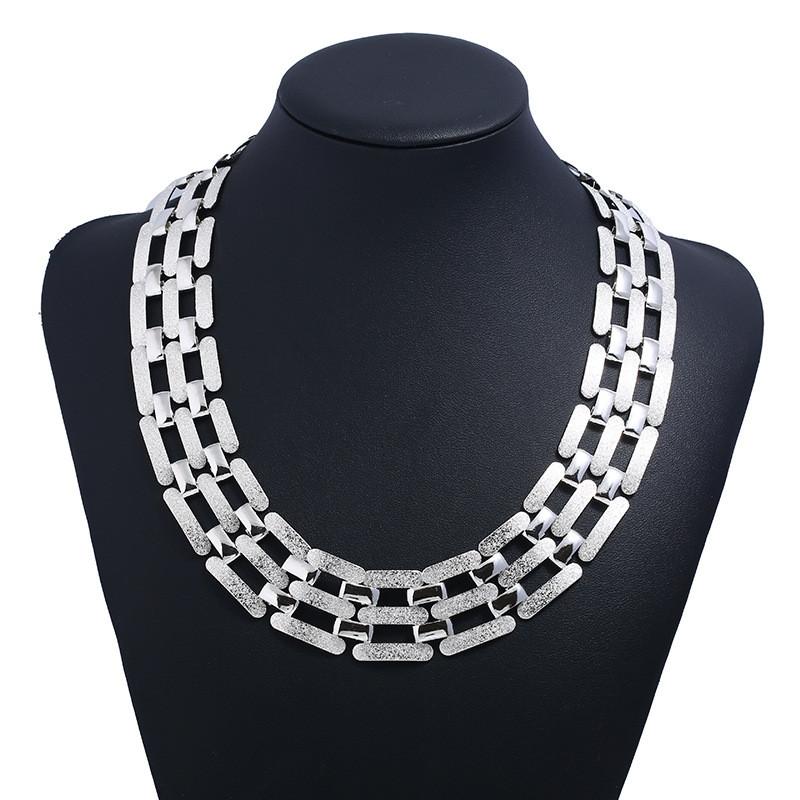 Fashion Geometric Metal Choker Necklace With Matte Finish For Men Women And