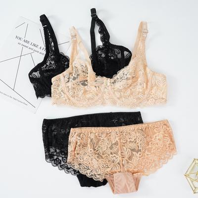 Intimates Hollow Out Spitzen-BH Slips Damen ultradünne Unterwäsche BH und Höschen Set Sexy Dessous