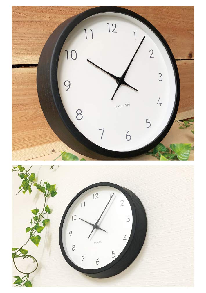 KATOMOKU Muku Clock 7 Radio Controlled Clock Continuous Second Hand Movement Black Controlled km-60BKRC 306mm (Radio Clock)