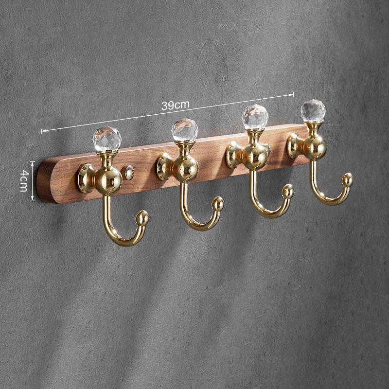 Brushed Gold/Black Bathroom Hook Walnut Wall Hanging Coat Hat Hook Row Hook Door Back Porch Row Hook Bathroom Hardware