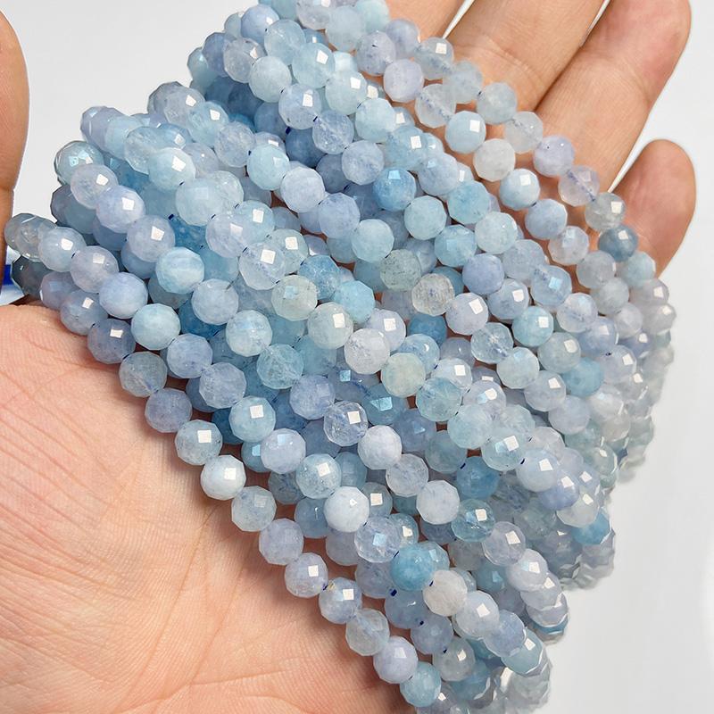 6MM Faceted Round Spacer Gem Stone Beads Loose Crystal Quartz Jaspers Bead For Beadwork Jewelry Making Women Bracelet Necklace