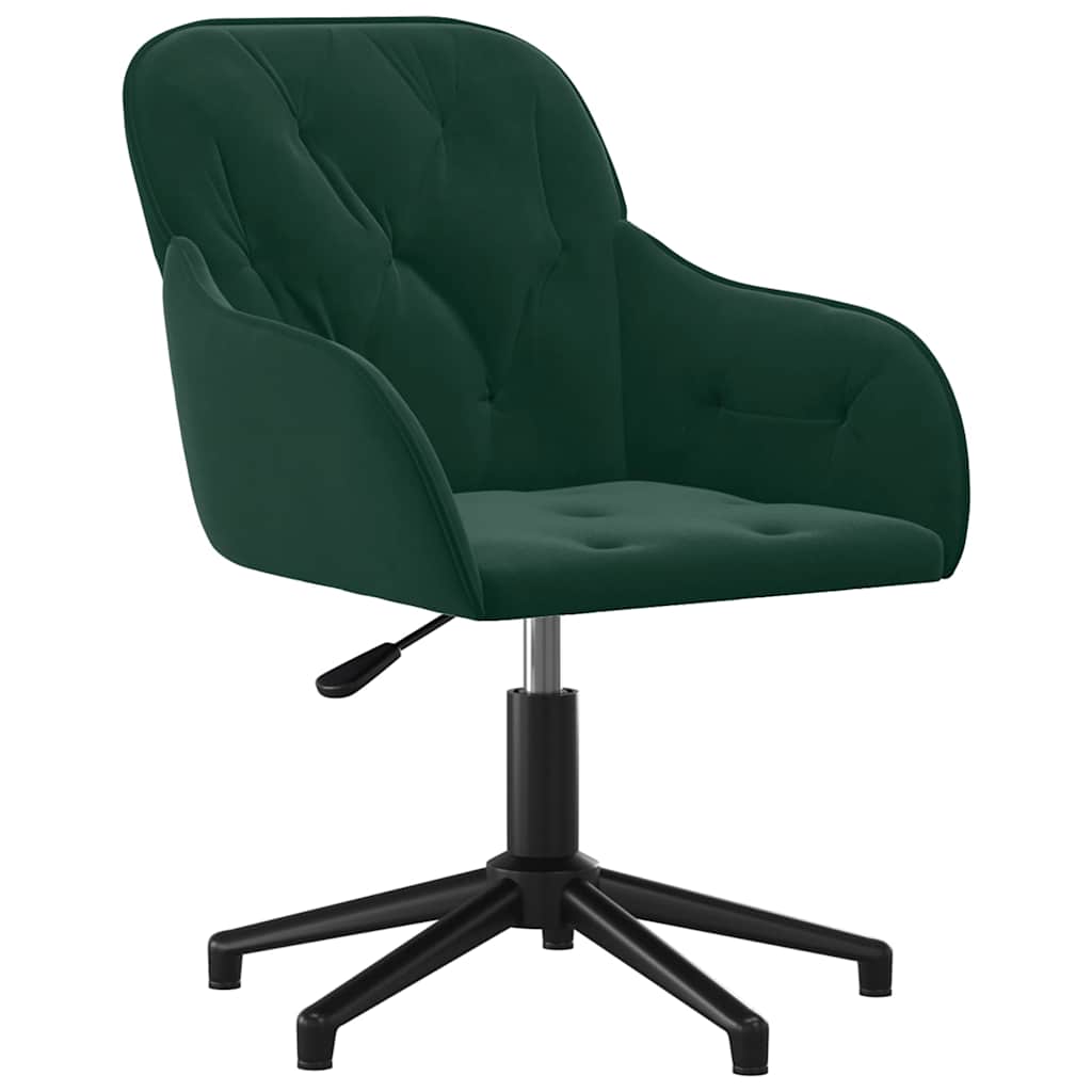 Vidaxl Swivel Dining Chairs, 2 Pcs, Dark Green, Velvet