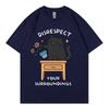Disrespect Your Surroundings Funny Cat Meme Tshirt Fashion Casual Short Sleeve T Shirts Unisex Unisex Summer Loose Cotton Tshirts