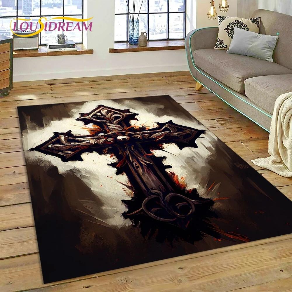 New 3D Pray Holy Bible Cross Jesus Carpet for Living Room Bedroom Home Decor,Floor Mat Non-slip Decoration for Sofa Doormat Gift