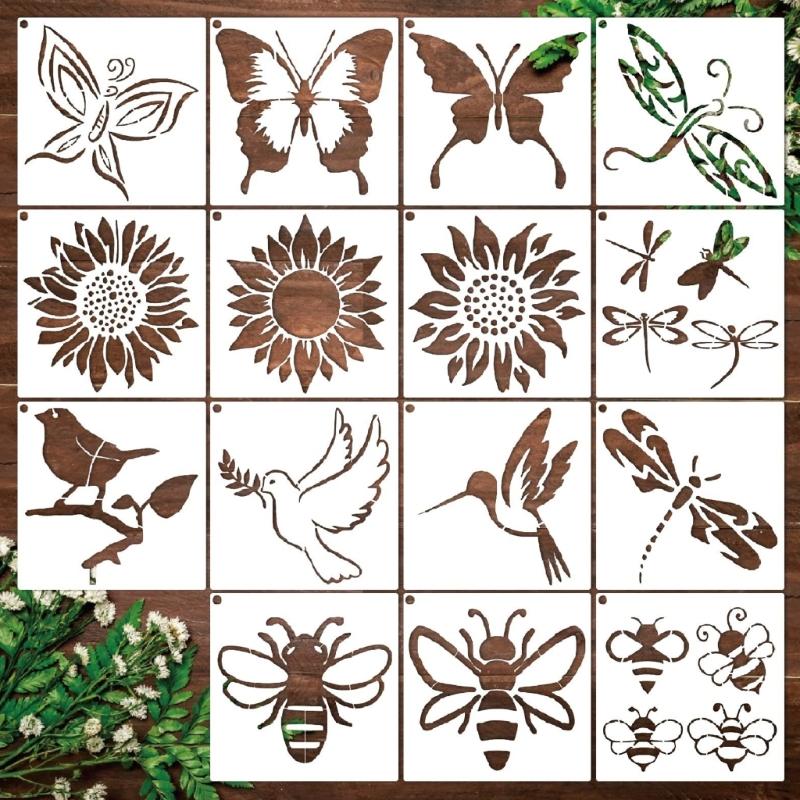 15Pcs Hollow Butterfly Templates 5x5Inch Kids Drawing Stencils for Craft Making Wood Sign Cake Painting Wall Decoration