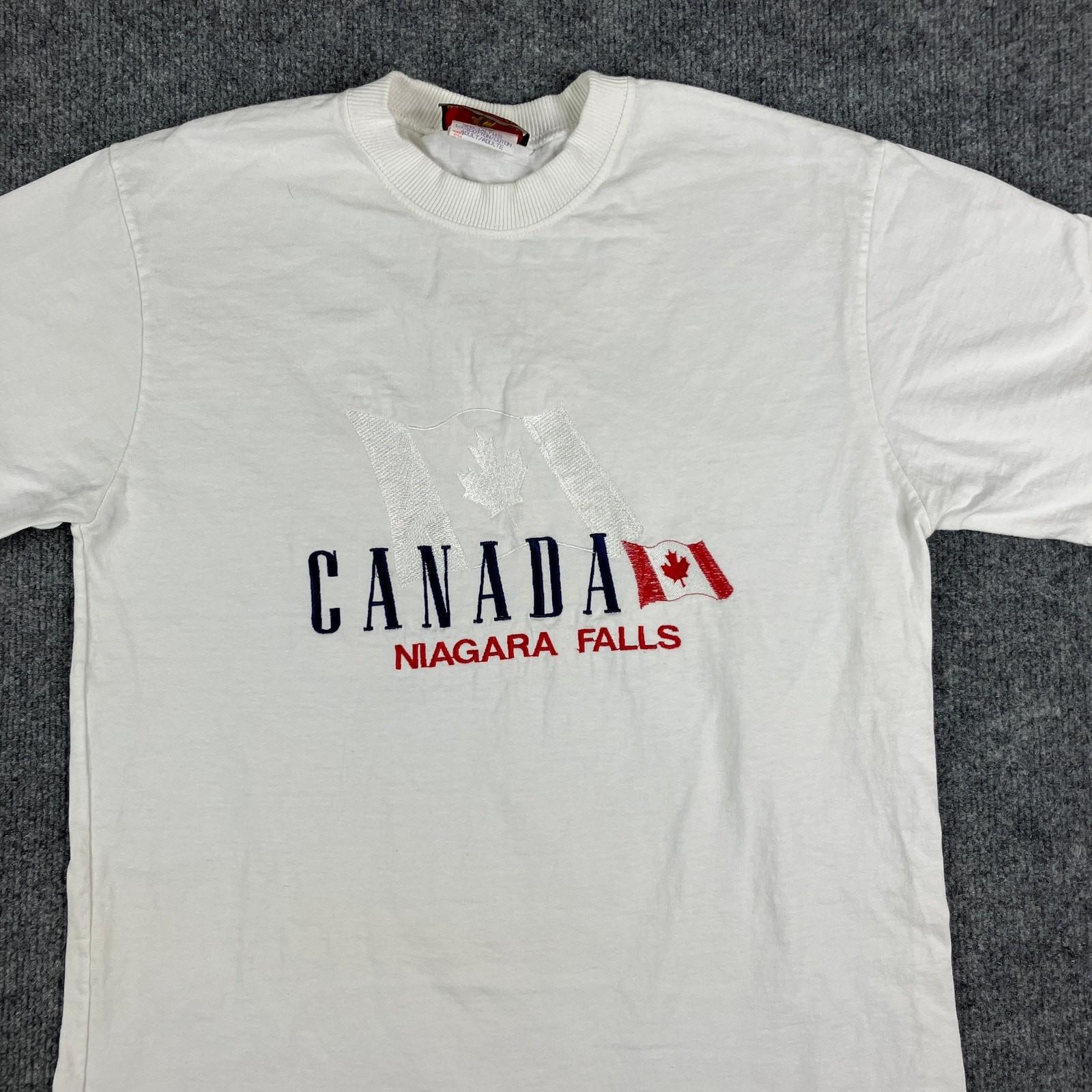 Canada Niagara Falls T-Shirt Mens Size L White Embroidered Graphic Souvenir XXXXL