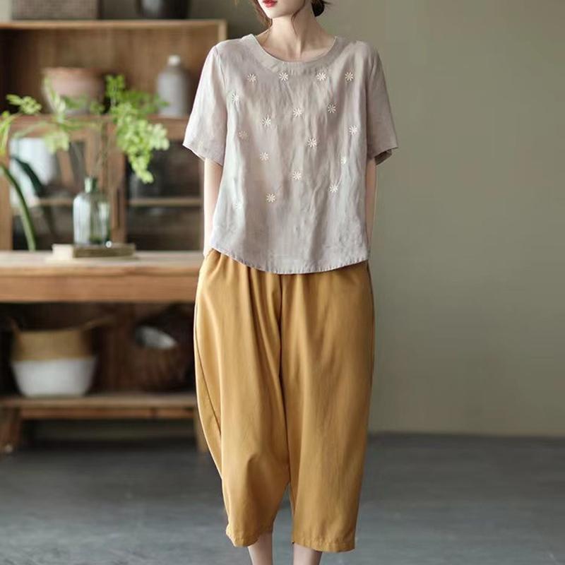 T-shirt for Women Summer Large Size Cotton T-shirt Soft Loose Printed Casual Comfortable Pullover T-shirt Top