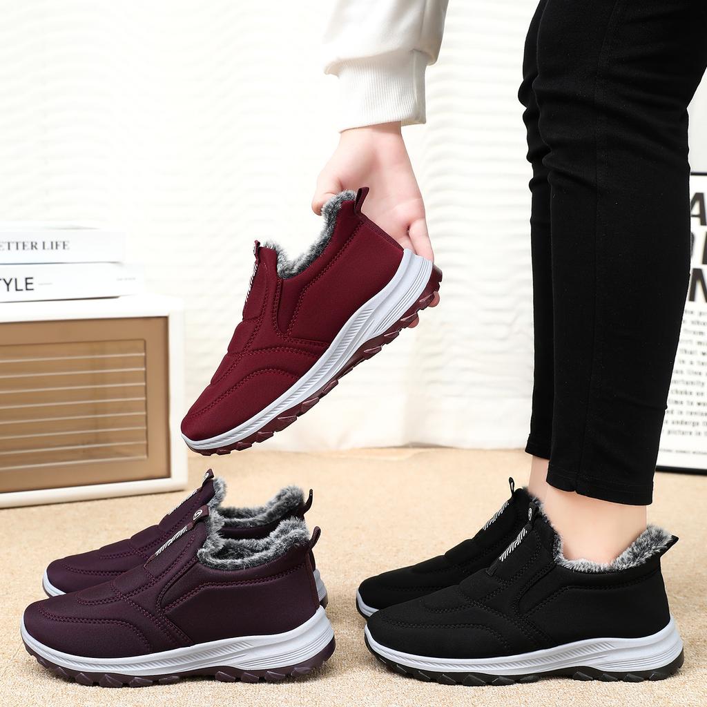 Cotton Shoes Winter Women's Shoes Velvet Thickened Cotton Boots One Pedal Mother Shoes Large Size Short Boots Couple Old Man Shoes