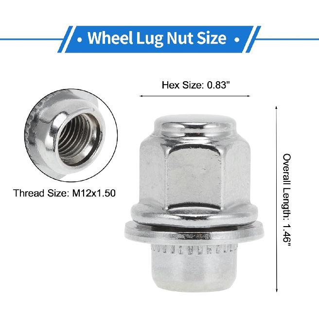 5 Pcs M12x1.50 Lug Nuts for Toyota Corolla 1987-2008/2019-2021 Alloy Steel Wheel Lug Nuts No.9094201033/MB579290 Silver Tone