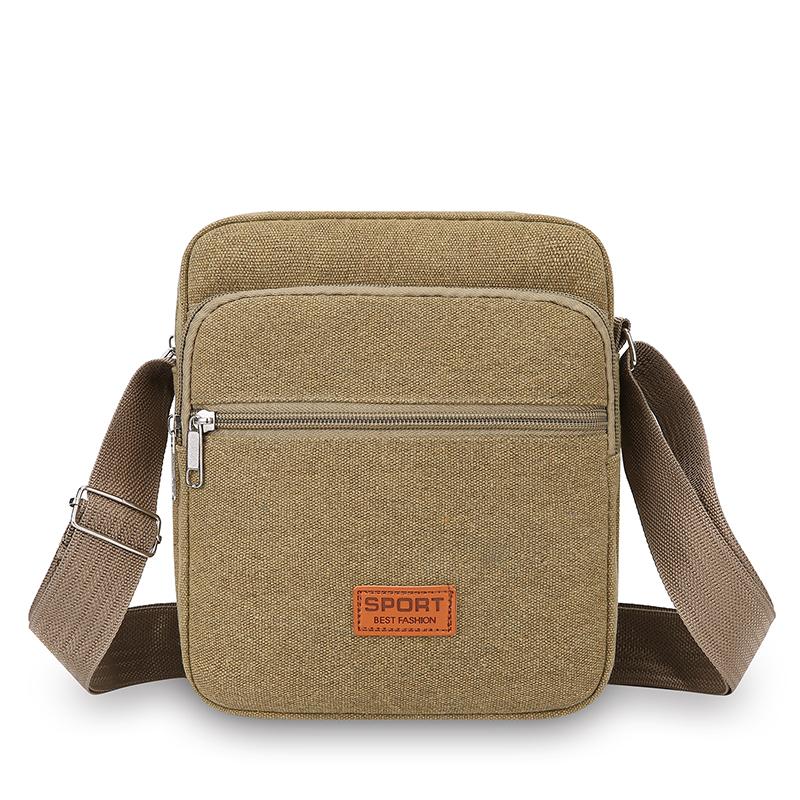 

Crossbody Bag Men Canvas Zipper Multi Layer Waterproof Business Commuter Daily Casual Mini Shoulder Messenger Side Bag хакі