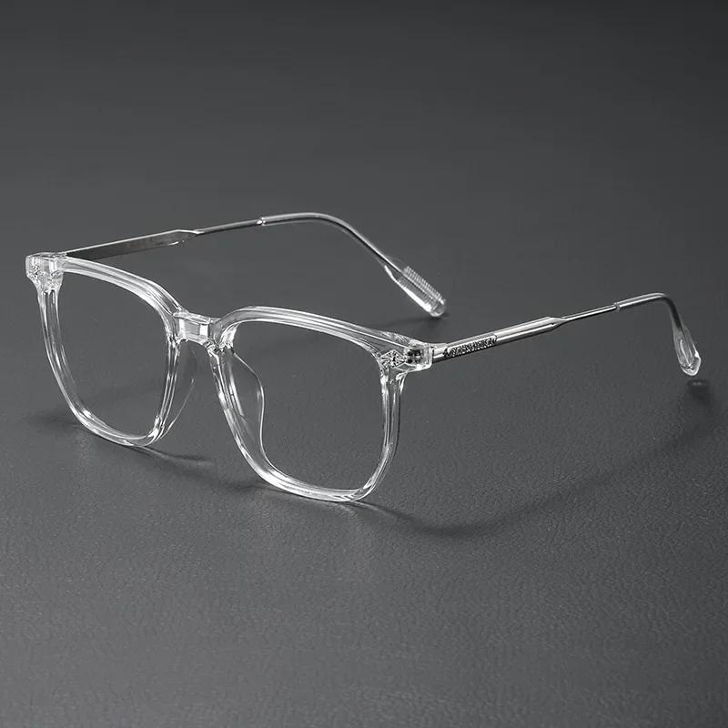 Business Style Anti Blue Light Glasses Ultra Light Retro Black Frame Men's Flat Glasses AC Anti Blue Light and Anti Fatigue