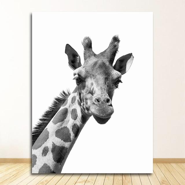 Black and White Pictures Kids Room Decoration Animals Print Lion Zebra Elephant Wall Art Poster Safari Nursery Canvas Painting