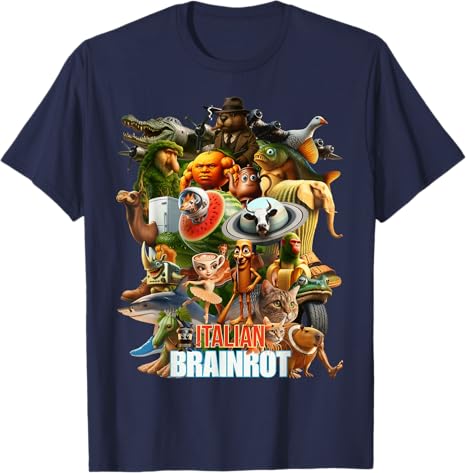 Italian Brainrot Viral Meme Collage Gen Z TShirt Y2k Bootleg Mashups Graphic Outfit AI Creatures Art Aesthetic Clothes Novelty