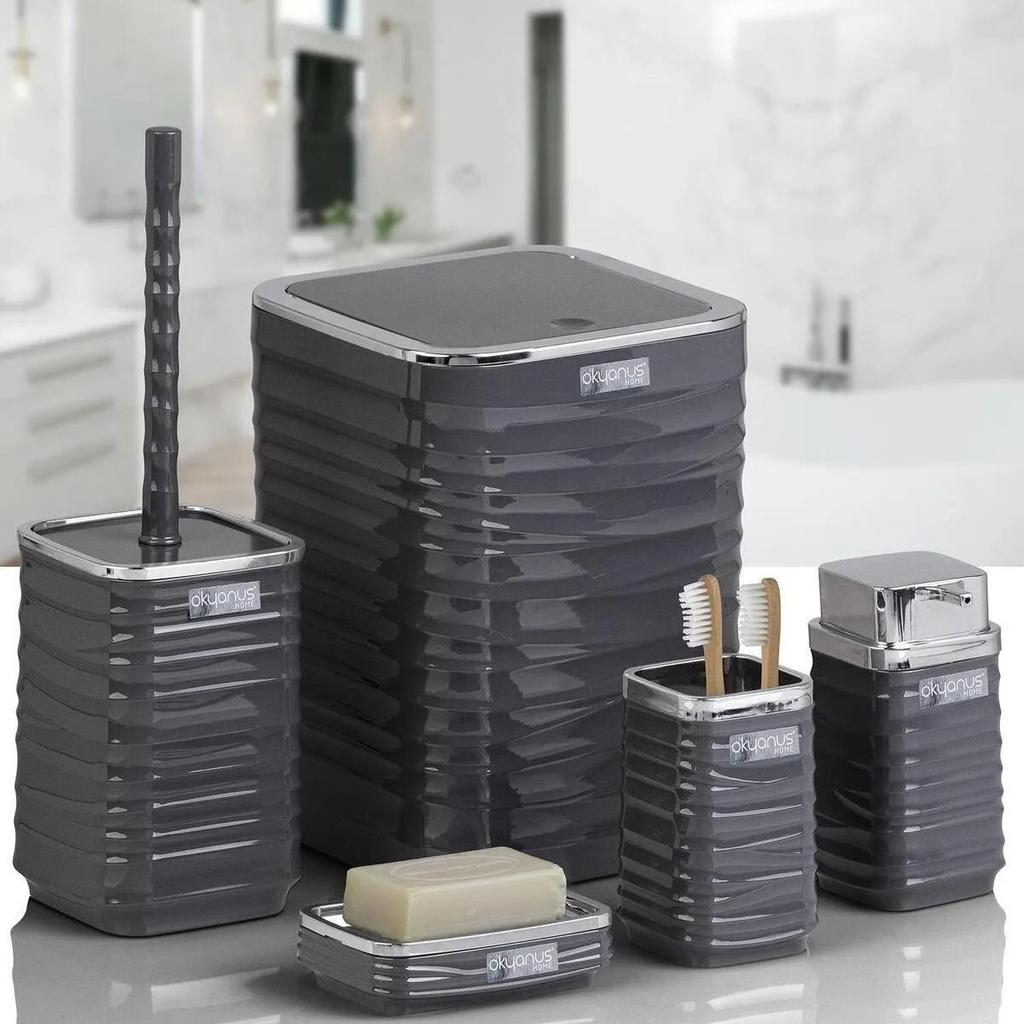 Luna Chrome Square 5-Piece Bathroom Set - 4 Different Color Options
