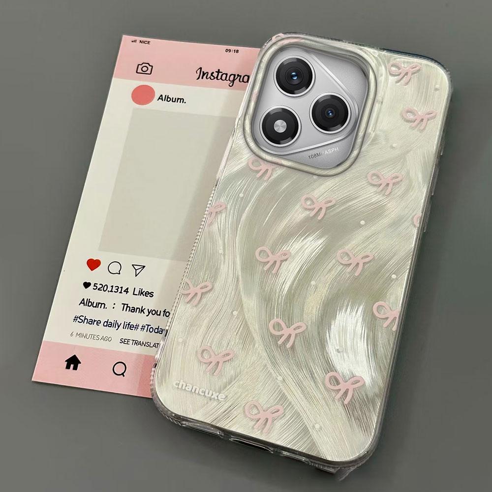 Laserowe Srebrne Vintage Kolorowe Etui na Telefon z Kokardką dla Honor 400 200 Pro Magic 7 6 5 Lite X9a X9b X9c X8a X8b X8c Tylna Silikonowa Pokrywka