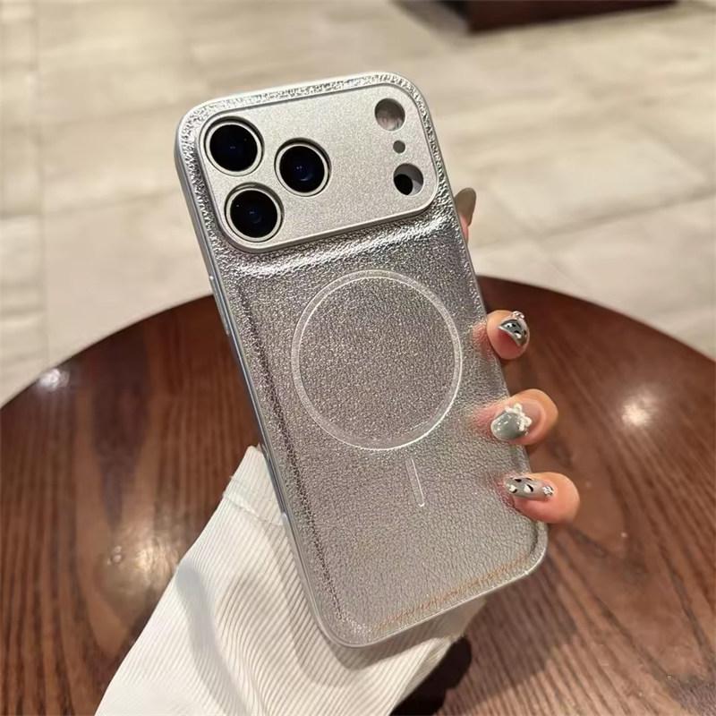 For Magsafe Candy Color Litchi Texture Leather Magnetic Case for iPhone 17 Air 16 15 14 Plus 13 12 11 Pro Max Shockproof Cover