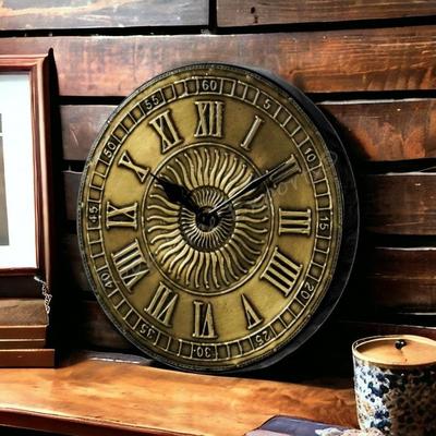 Vintage Uhr Analog Handgefertigt Holz und Messing Wanduhr (8 Zoll 20 cm) Reines Messing mit Antik-Finish