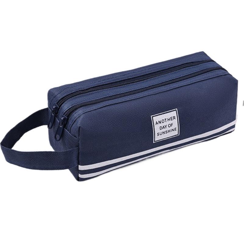 Pencil Cases Bag Canvas Pen Box Pouch Double Layer Large Capacity for Girls Back To School Student Supplies Stationery