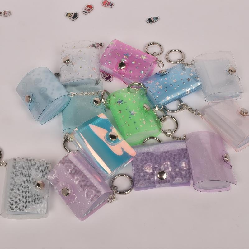 Korean Style Iridescent Laser Mini Card Holder & 1-2 Inch Keychain Photo Album