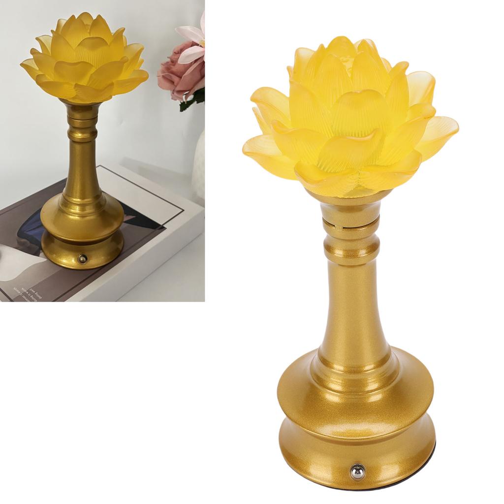 LED Flower Lamp Resin Metal USB Rechargble Buddhistic Lamp Flower Night Light for Display Decoration Faith Supplies