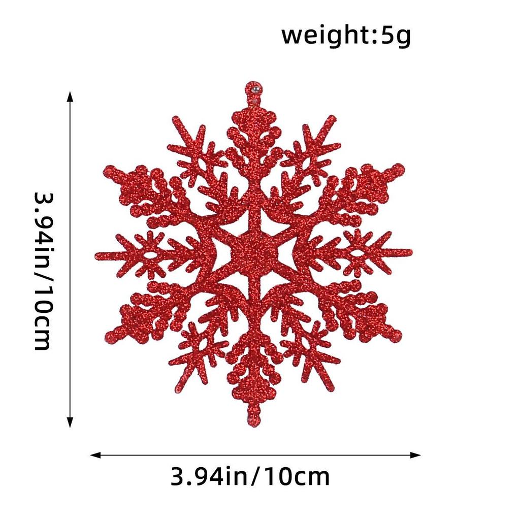 10CM Plastic Snowflake Christmas Tree Decorations - Hollow Powdered Snowflake Pendants