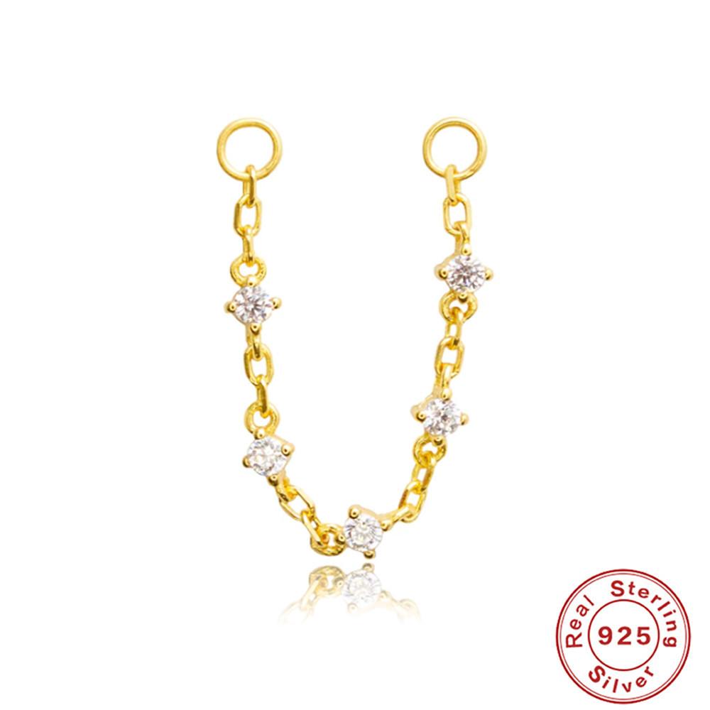 S925 Sterling Silver Fashion Personality Simple Versatile Chain Pendant Cartilage Chain Perforated Fashion Matching Earrings