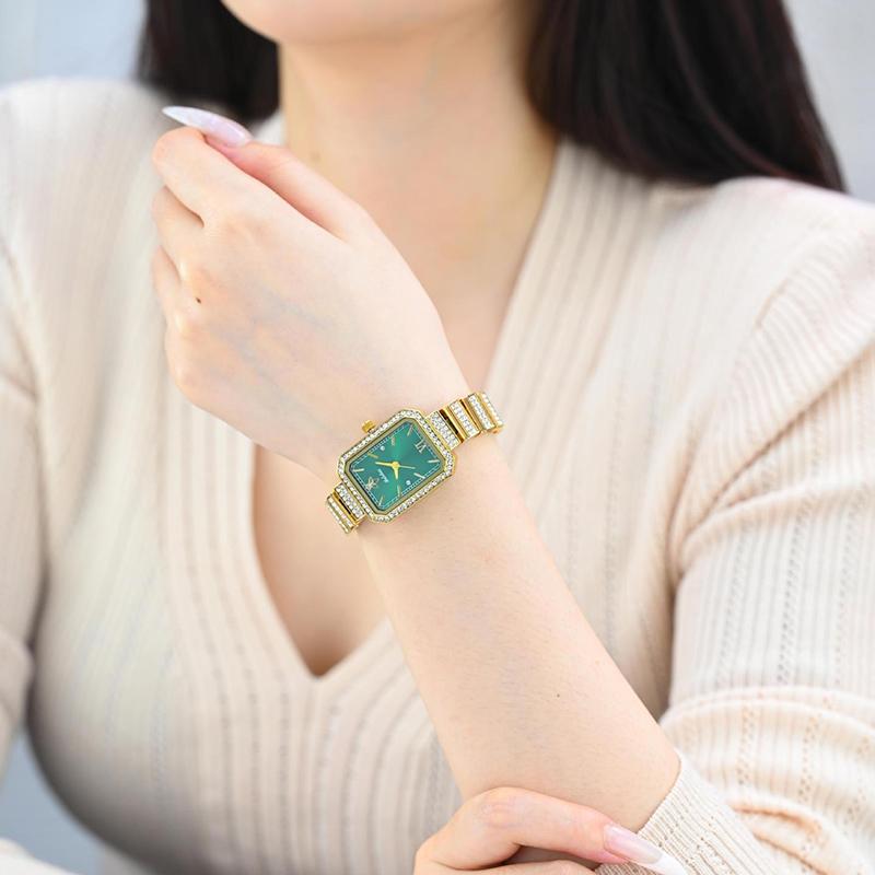 Fashion Womens Diamond Bracelet Watches Square Dial Waterproof Quartz Watch for Ladies