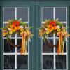 40x45cm Harvest festival decor front door wreath, pumpkin maple leaves Ears of wheat decor wreath, hello fall decor garland