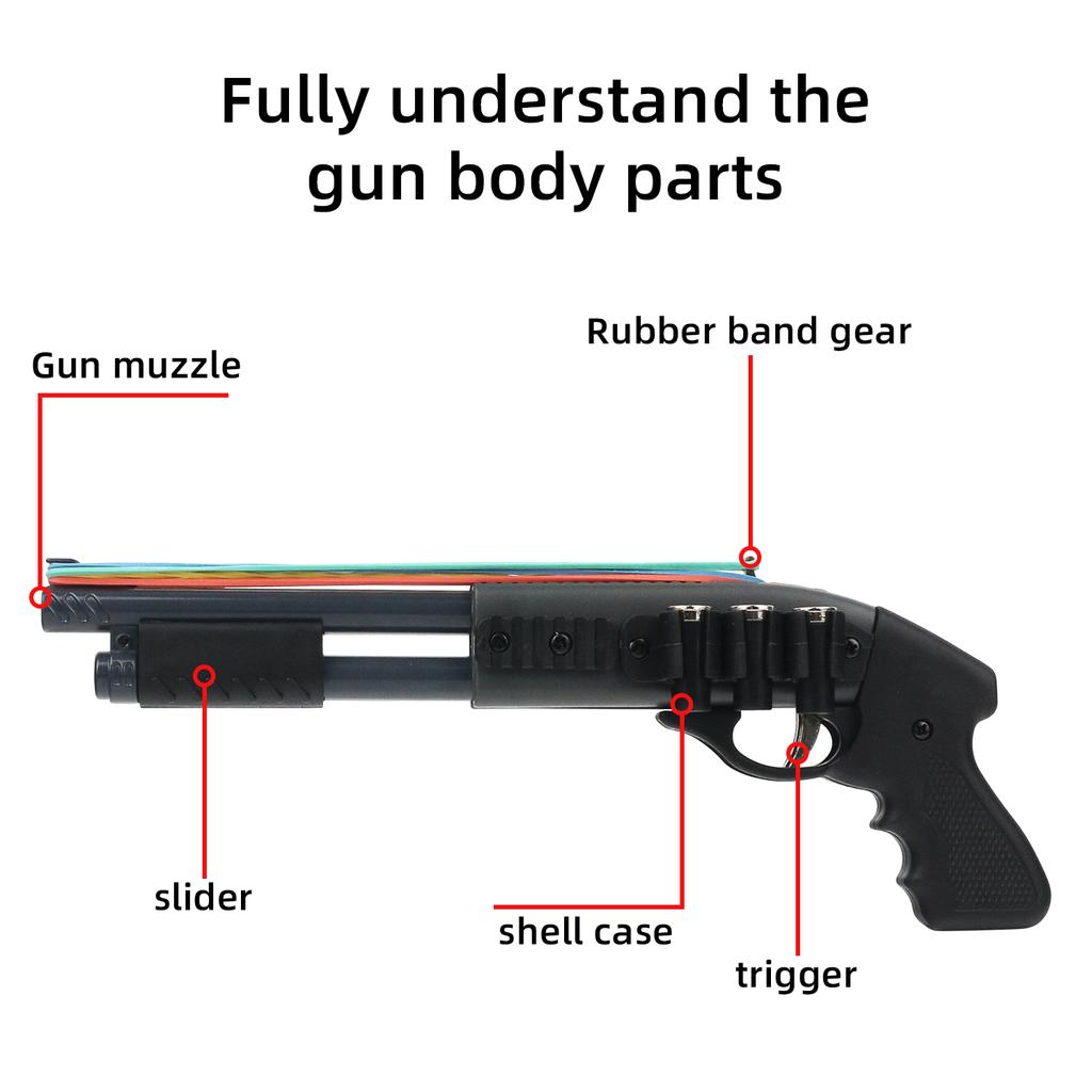 Continuous firing alloy rubber band gun mini metal gun model boy toy equipped with 30 rubber bands