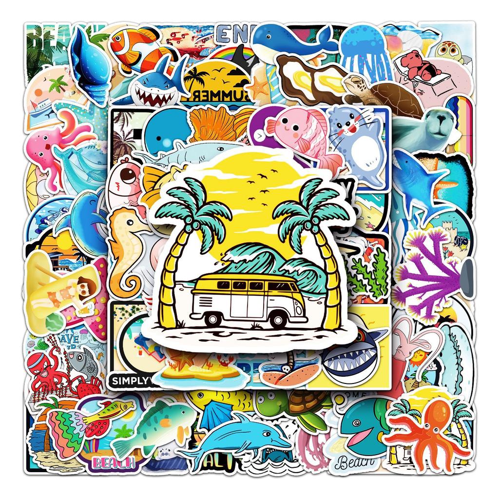 100 Cute Marine Life Laptop Scooter Suitcase Car Guitar Decoration Stickers